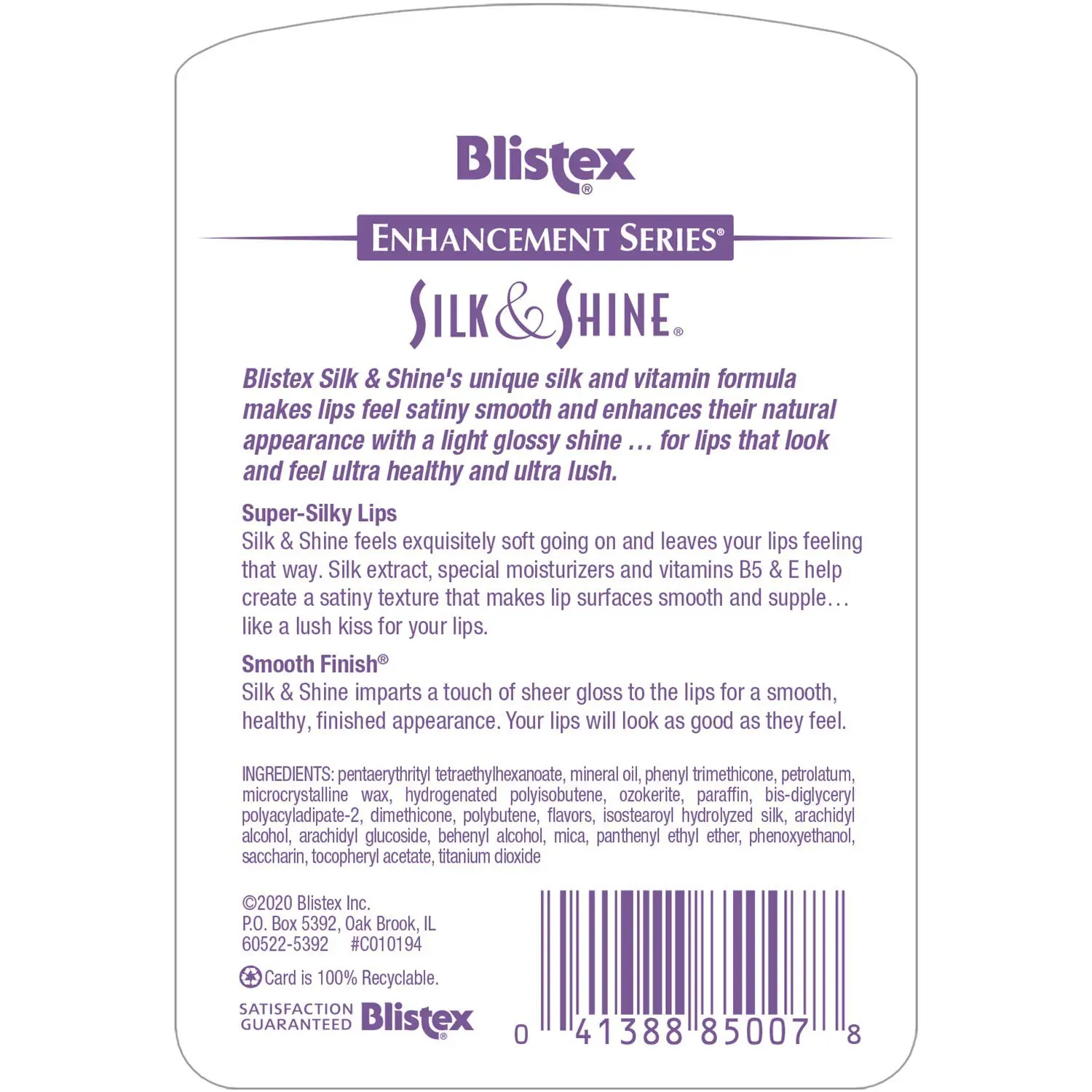 Blistex Silk Shine Lip Balm ingredients